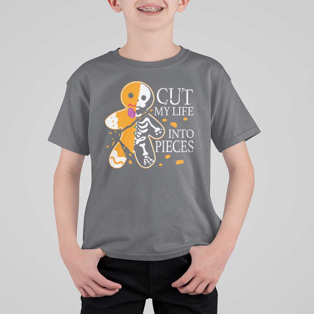 Gingerbread Christmas T Shirt For Kid Cut My Life Into Pieces Goth Black Aesthetics - Wonder Print Shop