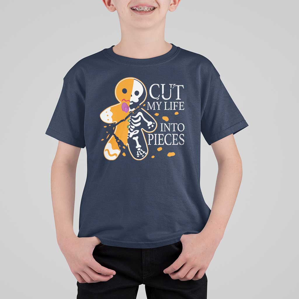 Gingerbread Christmas T Shirt For Kid Cut My Life Into Pieces Goth Black Aesthetics - Wonder Print Shop