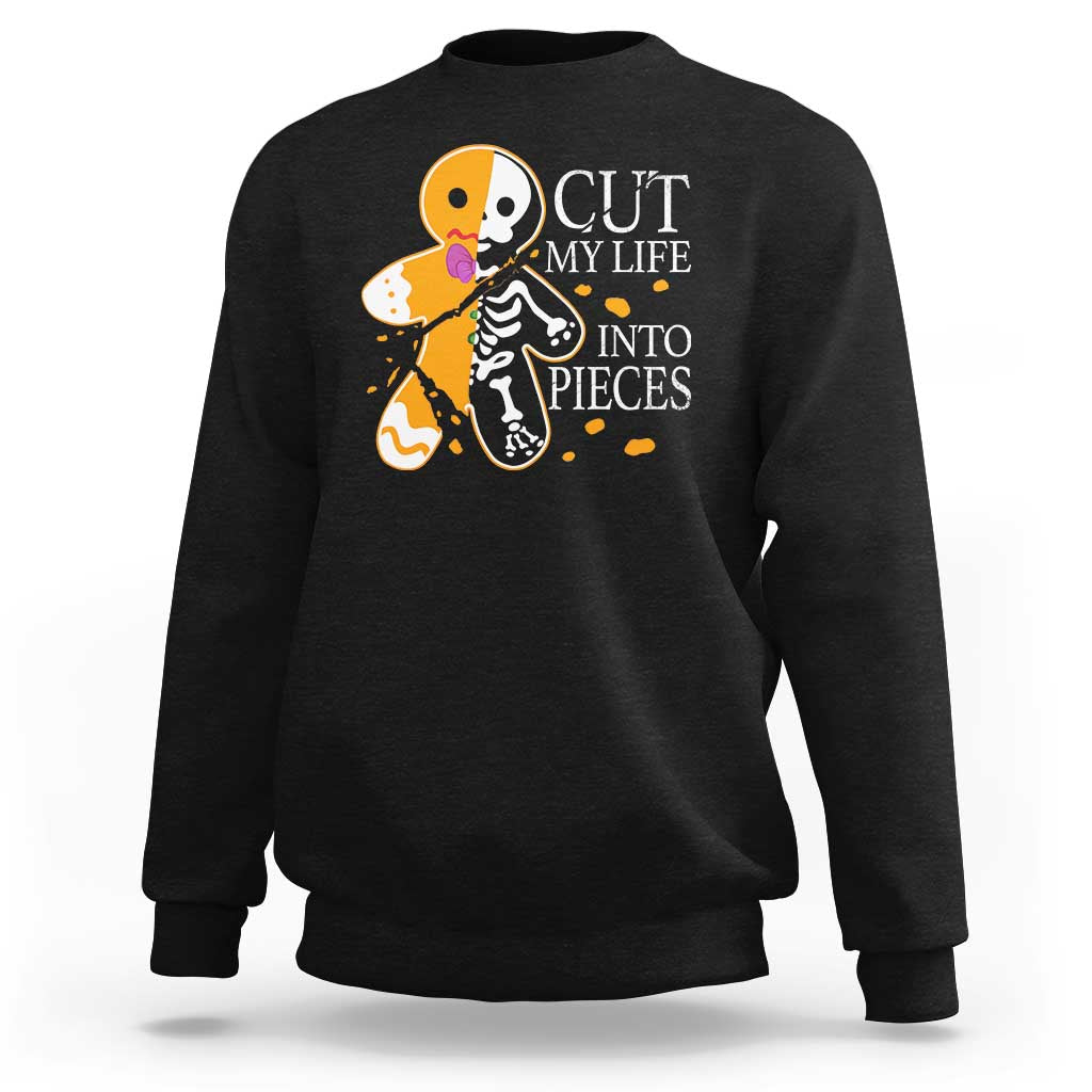 Gingerbread Christmas Sweatshirt Cut My Life Into Pieces Goth Black Aesthetics - Wonder Print Shop