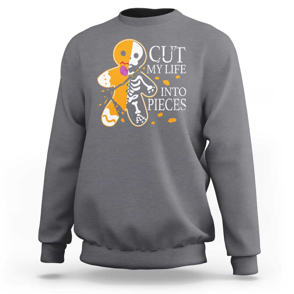 Gingerbread Christmas Sweatshirt Cut My Life Into Pieces Goth Black Aesthetics - Wonder Print Shop