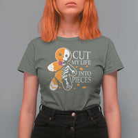 Gingerbread Christmas T Shirt For Women Cut My Life Into Pieces Goth Black Aesthetics - Wonder Print Shop