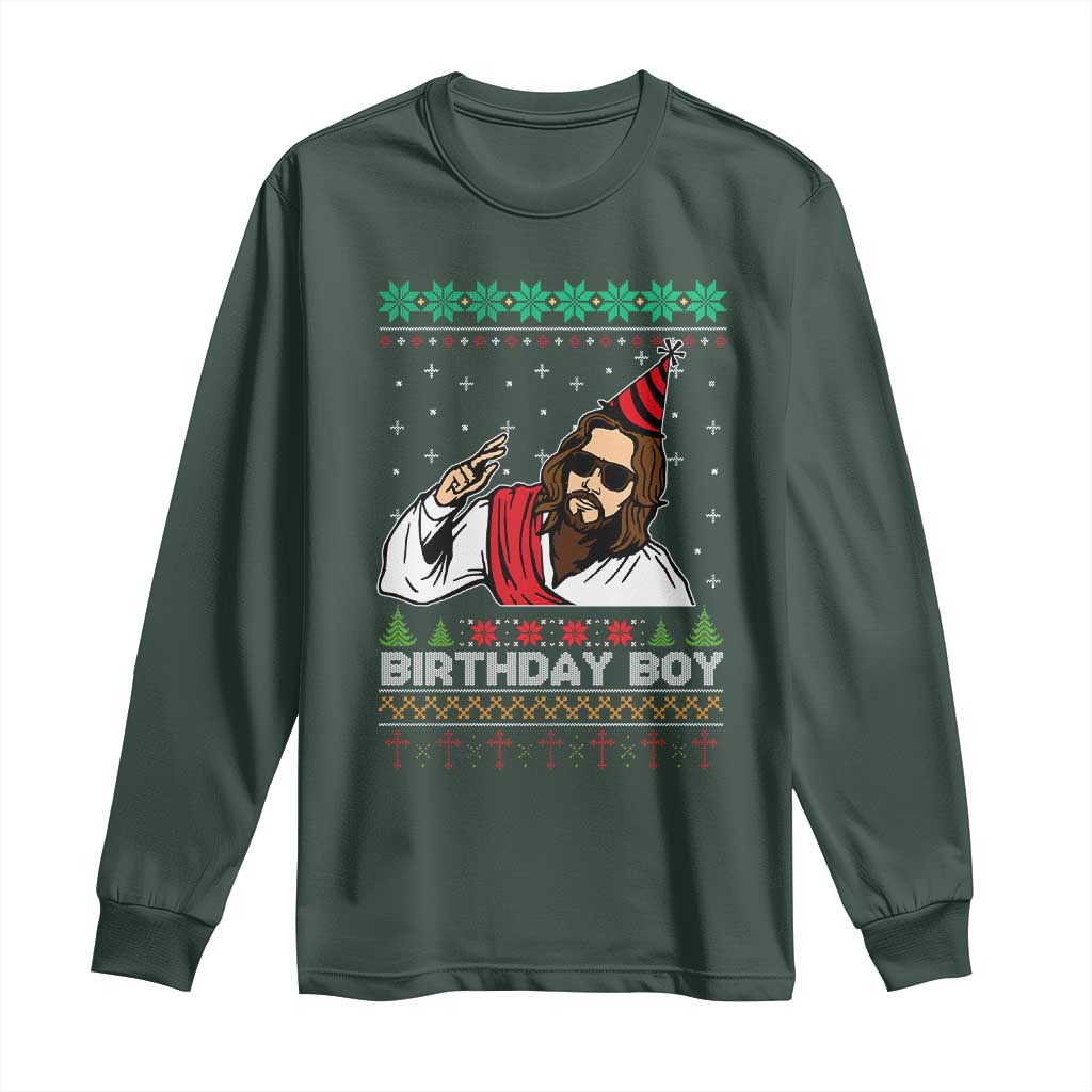 Crhistmas Birthday Boy Jesus Ugly Christmas Long Sleeve Shirt