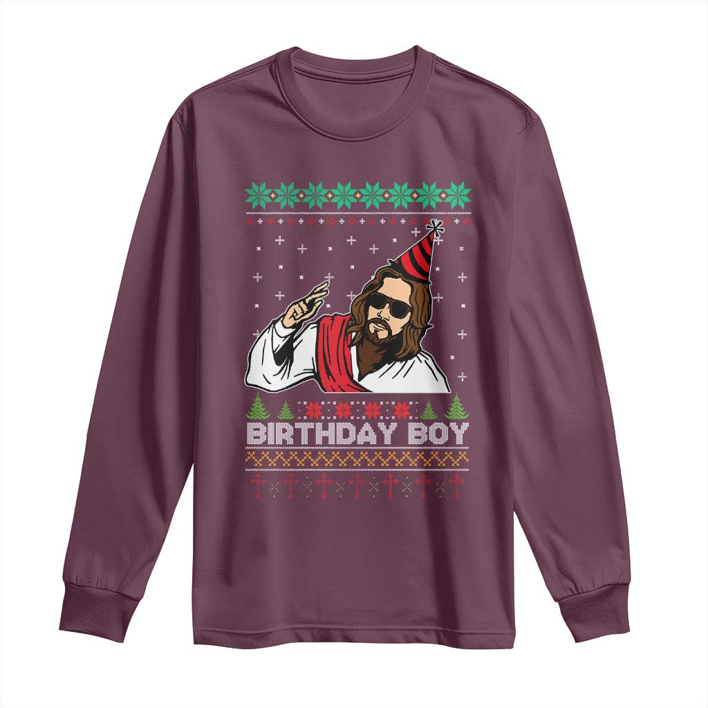 Crhistmas Birthday Boy Jesus Ugly Christmas Long Sleeve Shirt