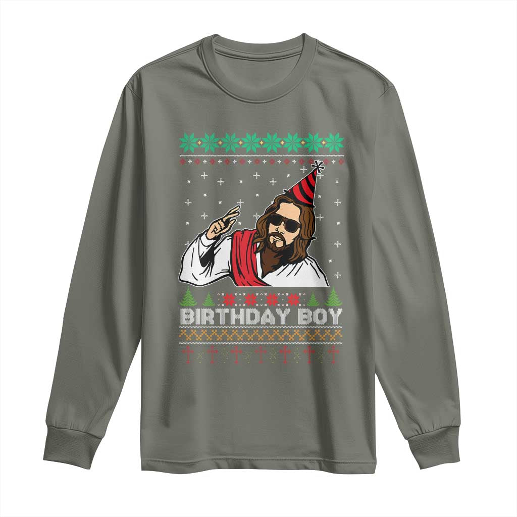Crhistmas Birthday Boy Jesus Ugly Christmas Long Sleeve Shirt