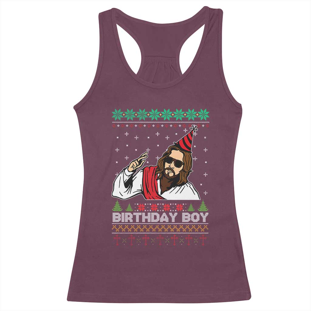 Crhistmas Birthday Boy Jesus Ugly Christmas Racerback Tank Top