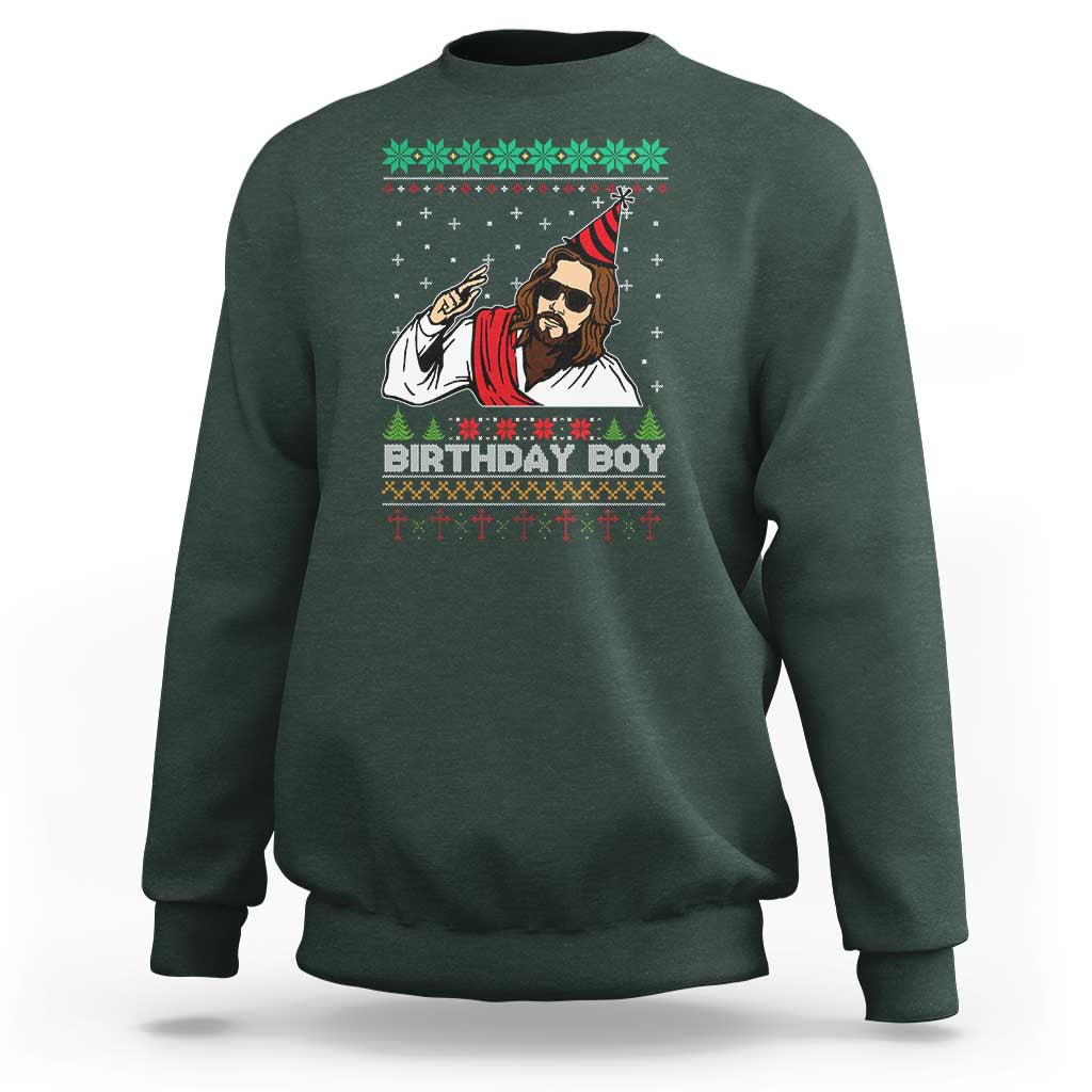 Crhistmas Birthday Boy Jesus Ugly Christmas Sweatshirt - Wonder Print Shop