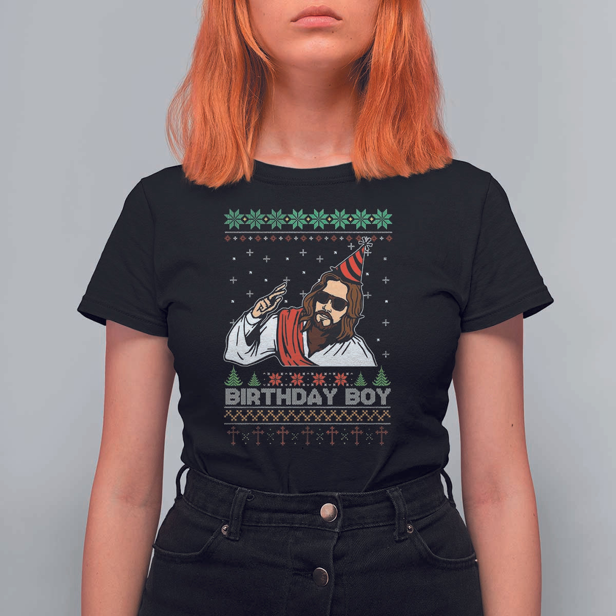 Crhistmas Birthday Boy Jesus Ugly Christmas T Shirt For Women - Wonder Print Shop