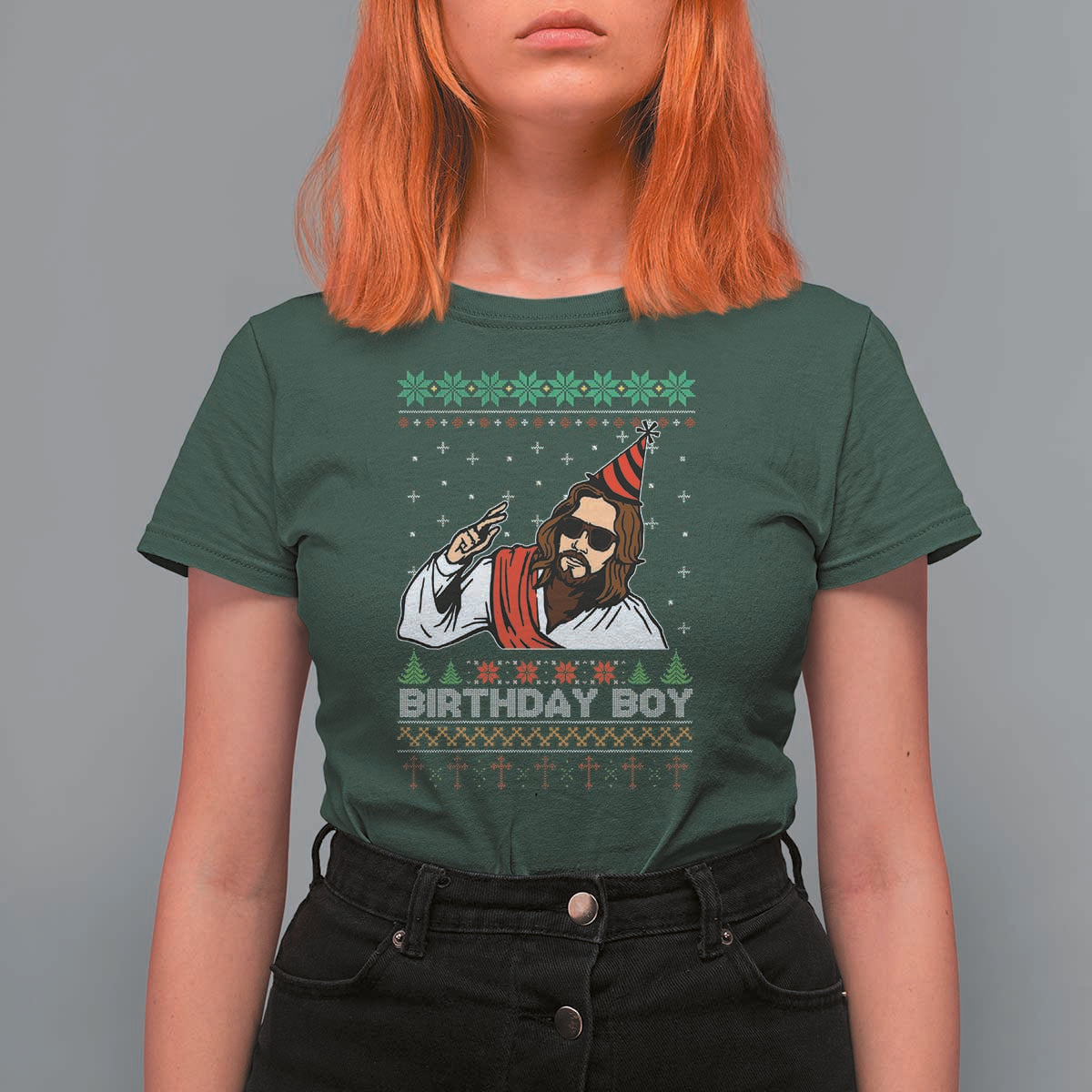 Crhistmas Birthday Boy Jesus Ugly Christmas T Shirt For Women - Wonder Print Shop