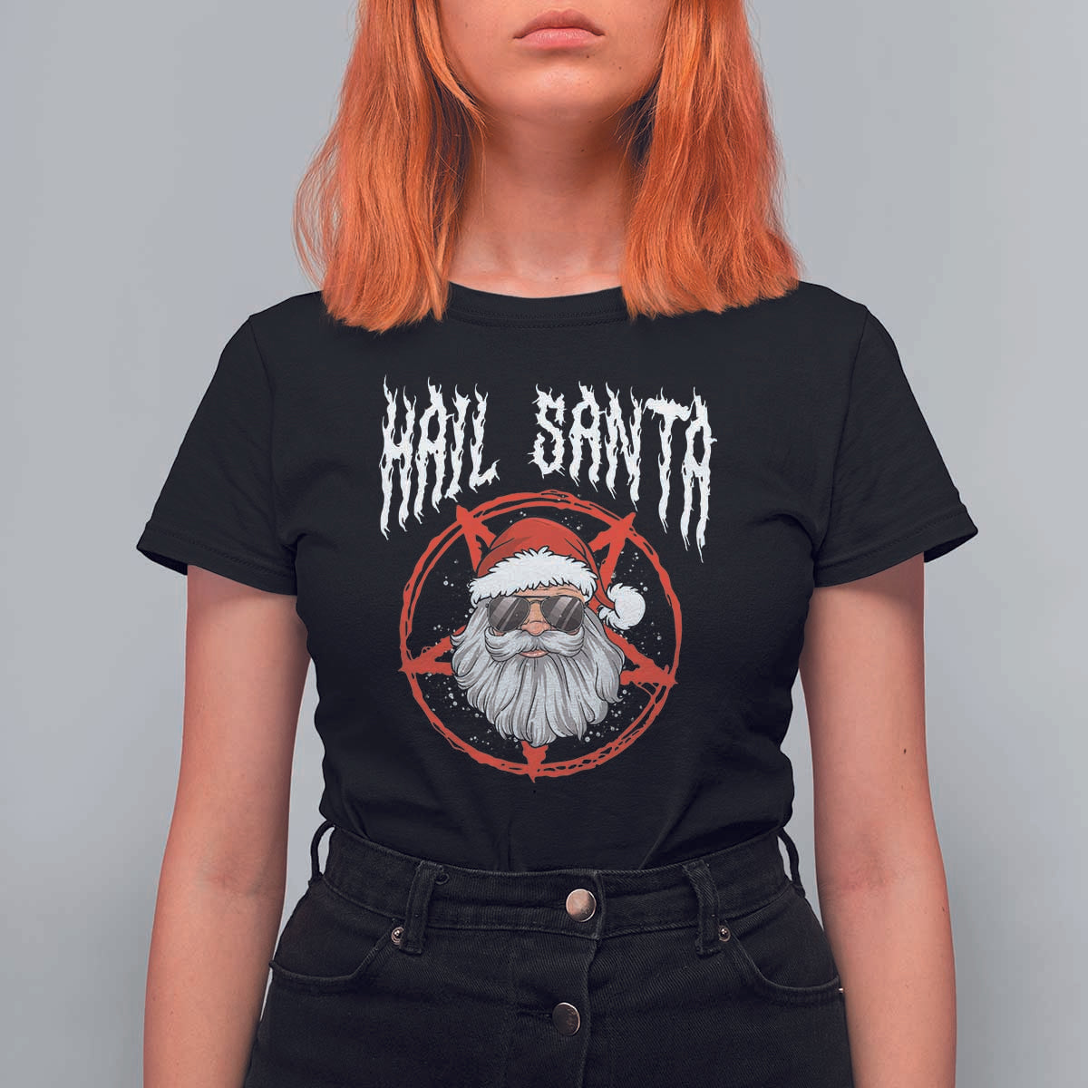 Hail Santa Christmas T Shirt For Women Goth Christmas Horror Lover Gift - Wonder Print Shop