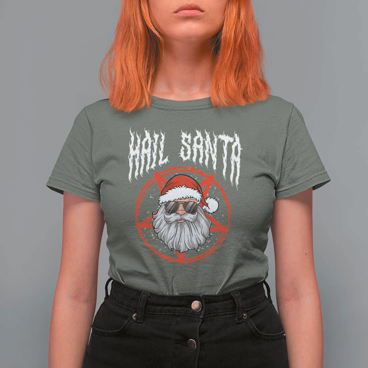 Hail Santa Christmas T Shirt For Women Goth Christmas Horror Lover Gift - Wonder Print Shop