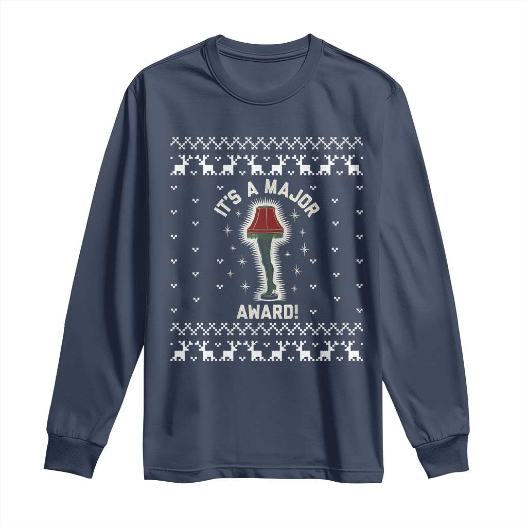 Funny Christmas Movie Long Sleeve Shirt It's A Major Award Leg Lamp Ugly Gift