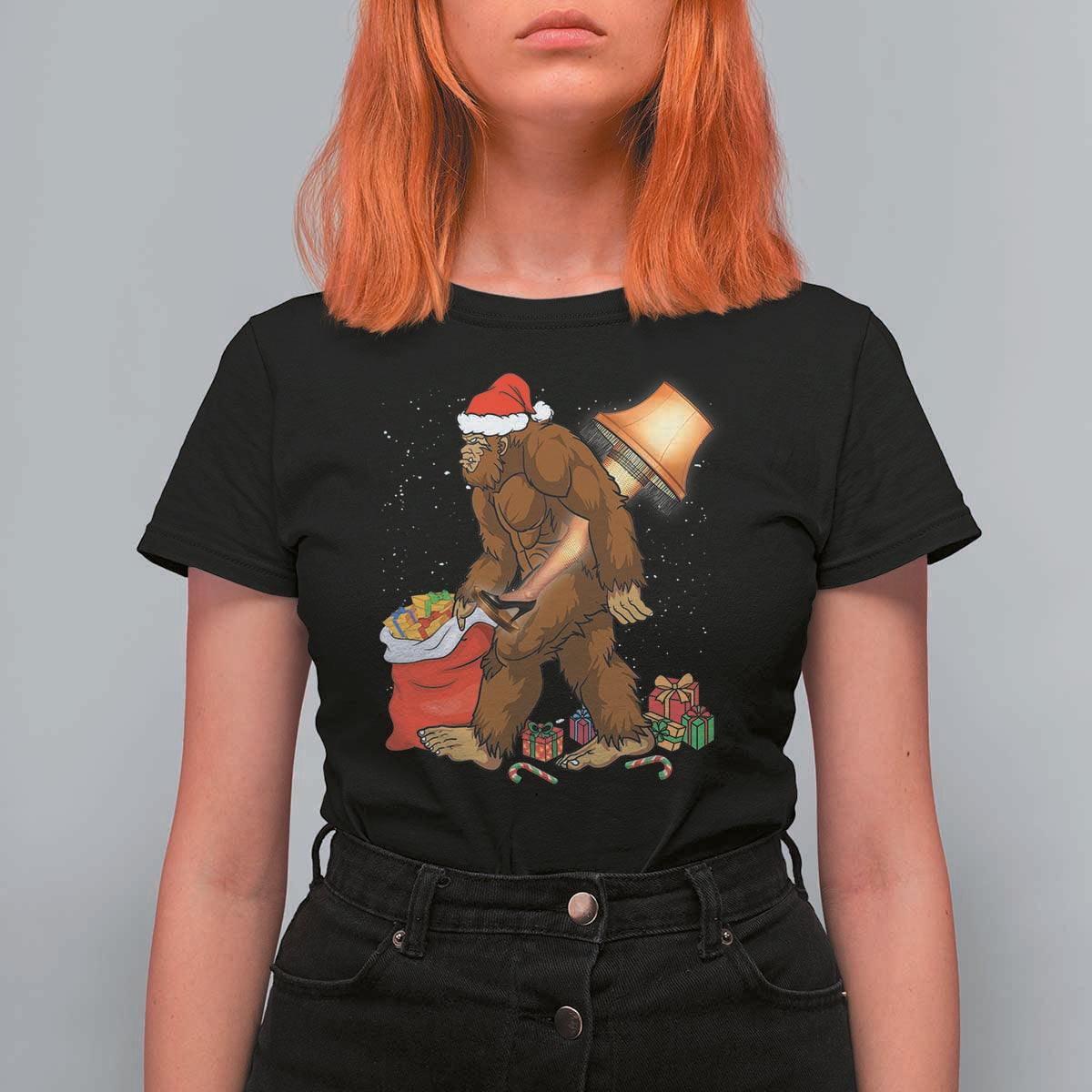 Bigfoot Christmas T Shirt For Women Xmas Movie Sasquatch Lovers - Wonder Print Shop