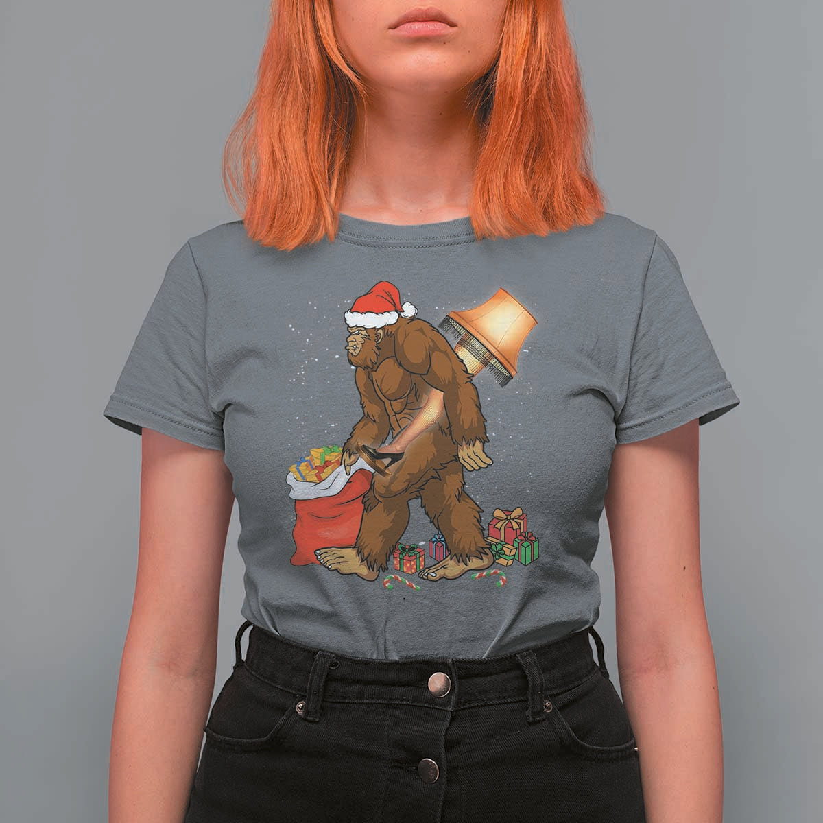 Bigfoot Christmas T Shirt For Women Xmas Movie Sasquatch Lovers - Wonder Print Shop