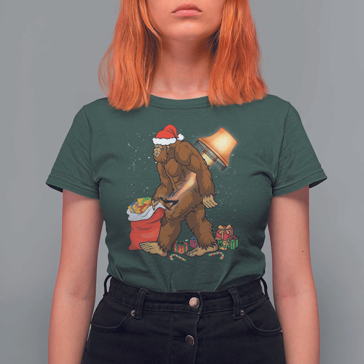 Bigfoot Christmas T Shirt For Women Xmas Movie Sasquatch Lovers - Wonder Print Shop