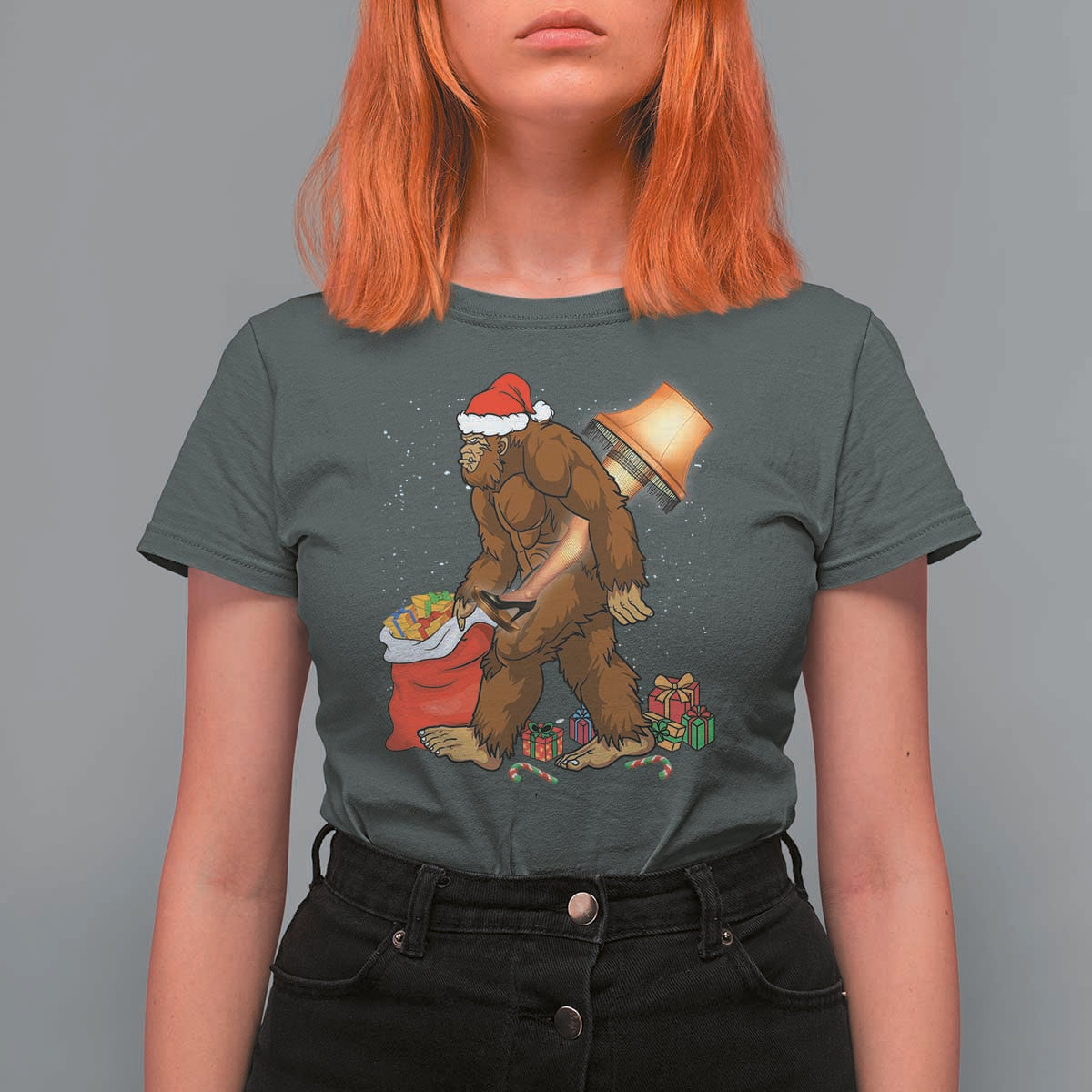 Bigfoot Christmas T Shirt For Women Xmas Movie Sasquatch Lovers - Wonder Print Shop