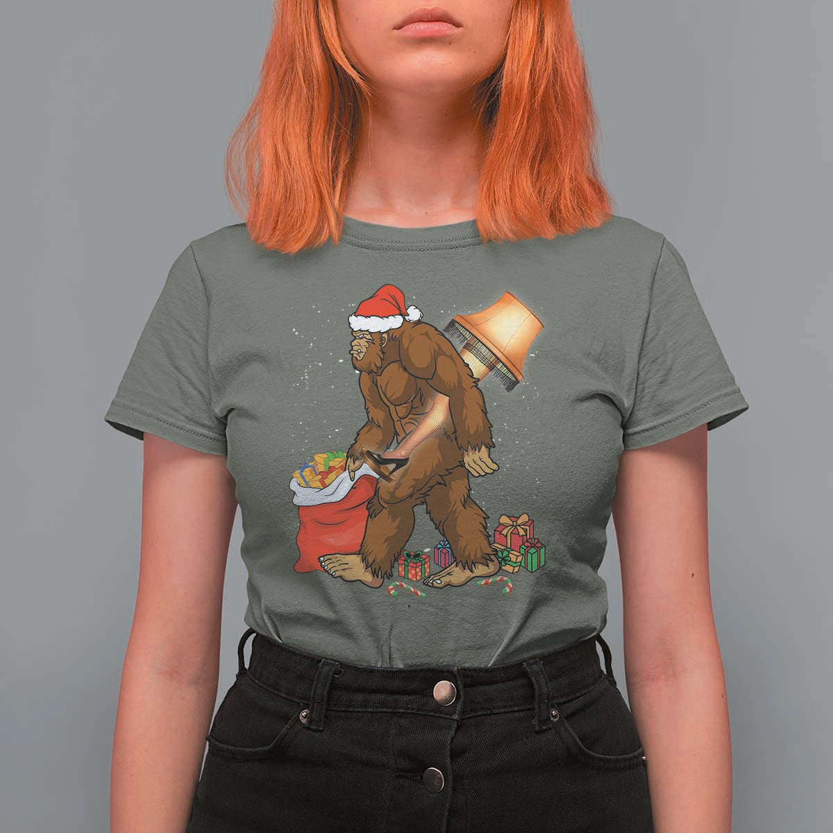 Bigfoot Christmas T Shirt For Women Xmas Movie Sasquatch Lovers - Wonder Print Shop