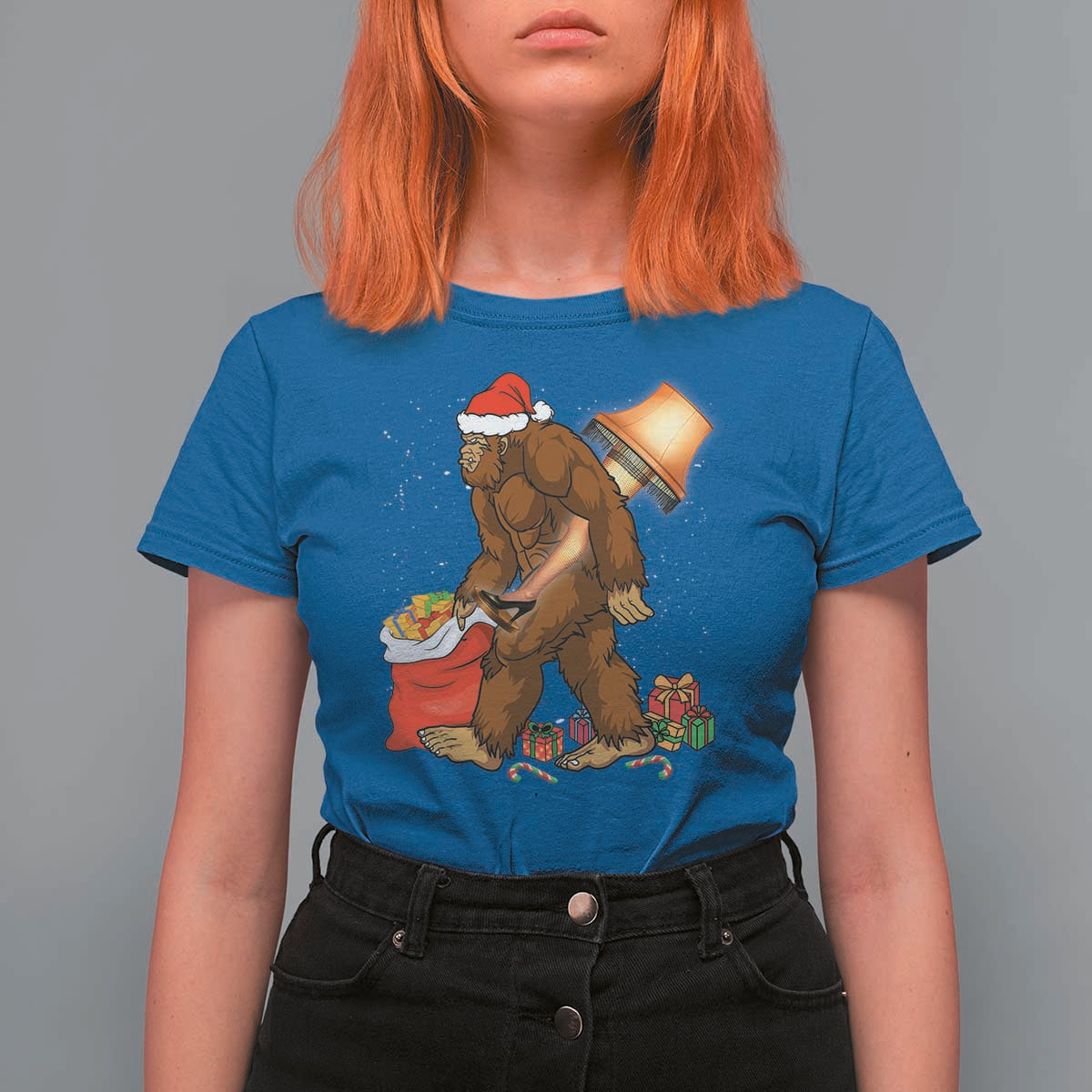 Bigfoot Christmas T Shirt For Women Xmas Movie Sasquatch Lovers - Wonder Print Shop