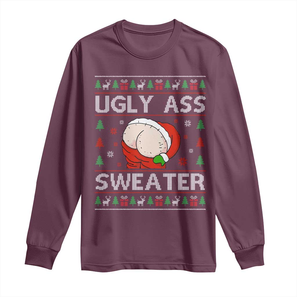 Funny Santa Christmas Long Sleeve Shirt Ugly Ass XMas Elephant Gift for Him