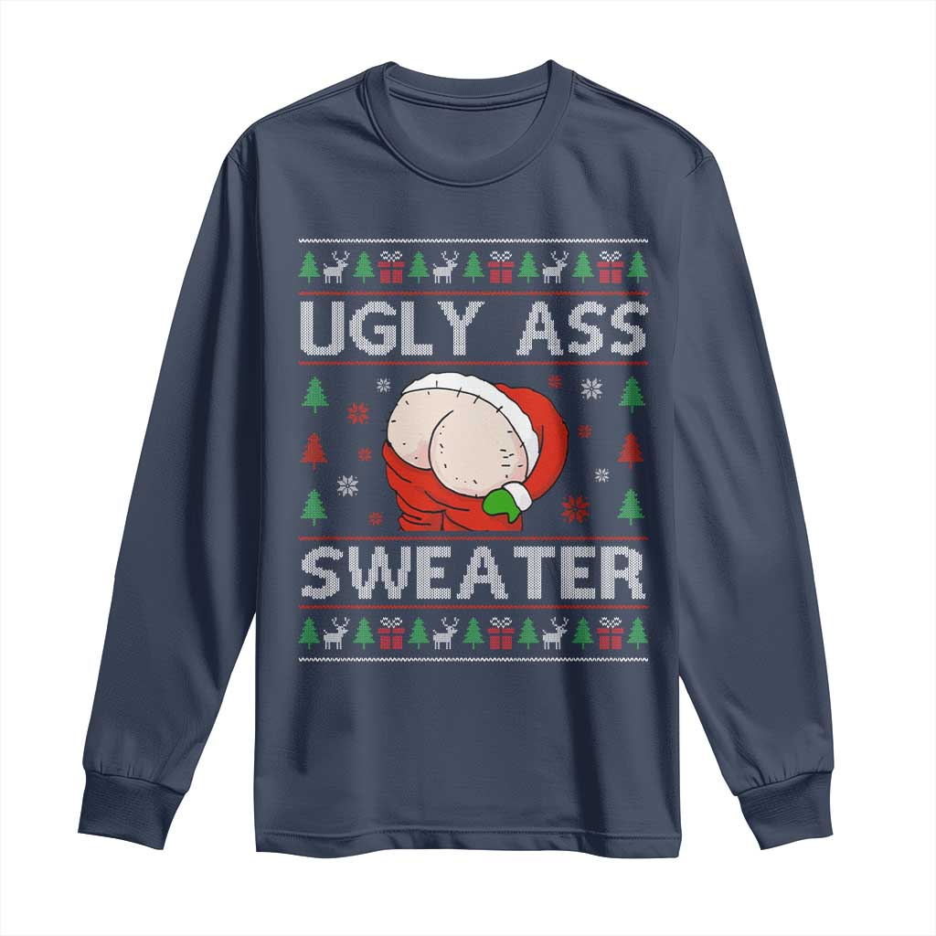Funny Santa Christmas Long Sleeve Shirt Ugly Ass XMas Elephant Gift for Him