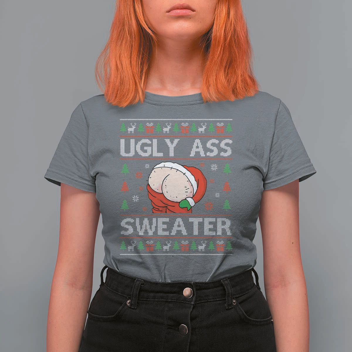 Funny Santa Christmas T Shirt For Women Ugly Ass XMas Elephant Gift for Him - Wonder Print Shop