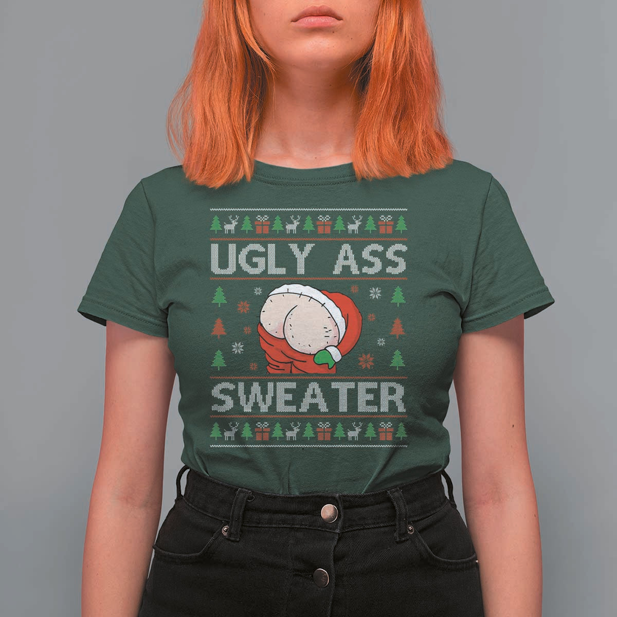 Funny Santa Christmas T Shirt For Women Ugly Ass XMas Elephant Gift for Him - Wonder Print Shop
