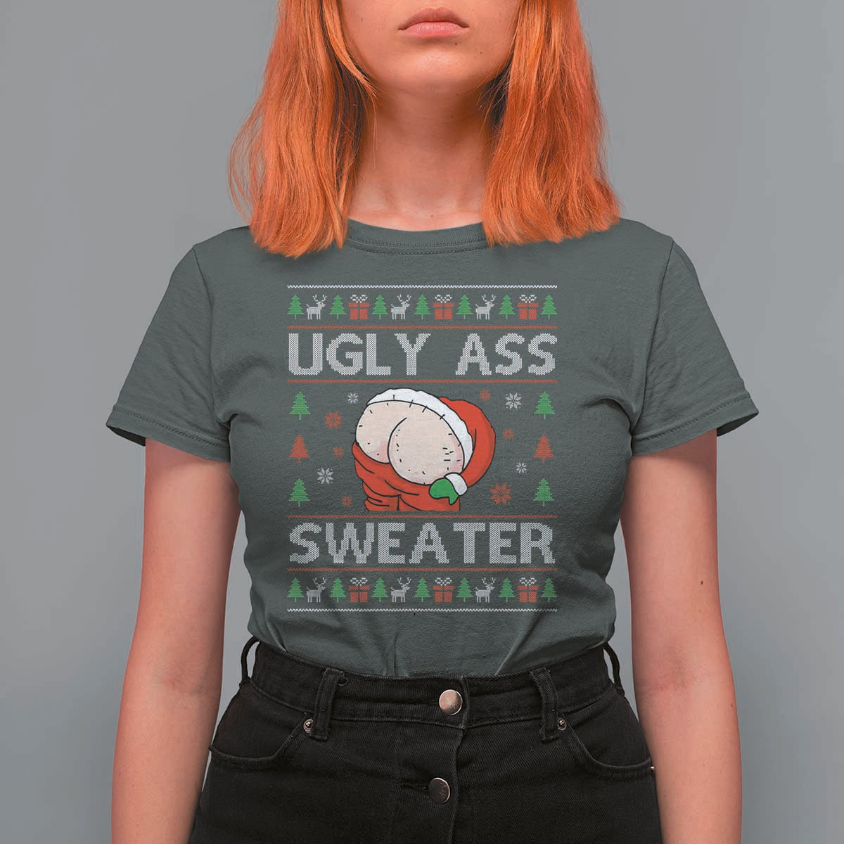 Funny Santa Christmas T Shirt For Women Ugly Ass XMas Elephant Gift for Him - Wonder Print Shop