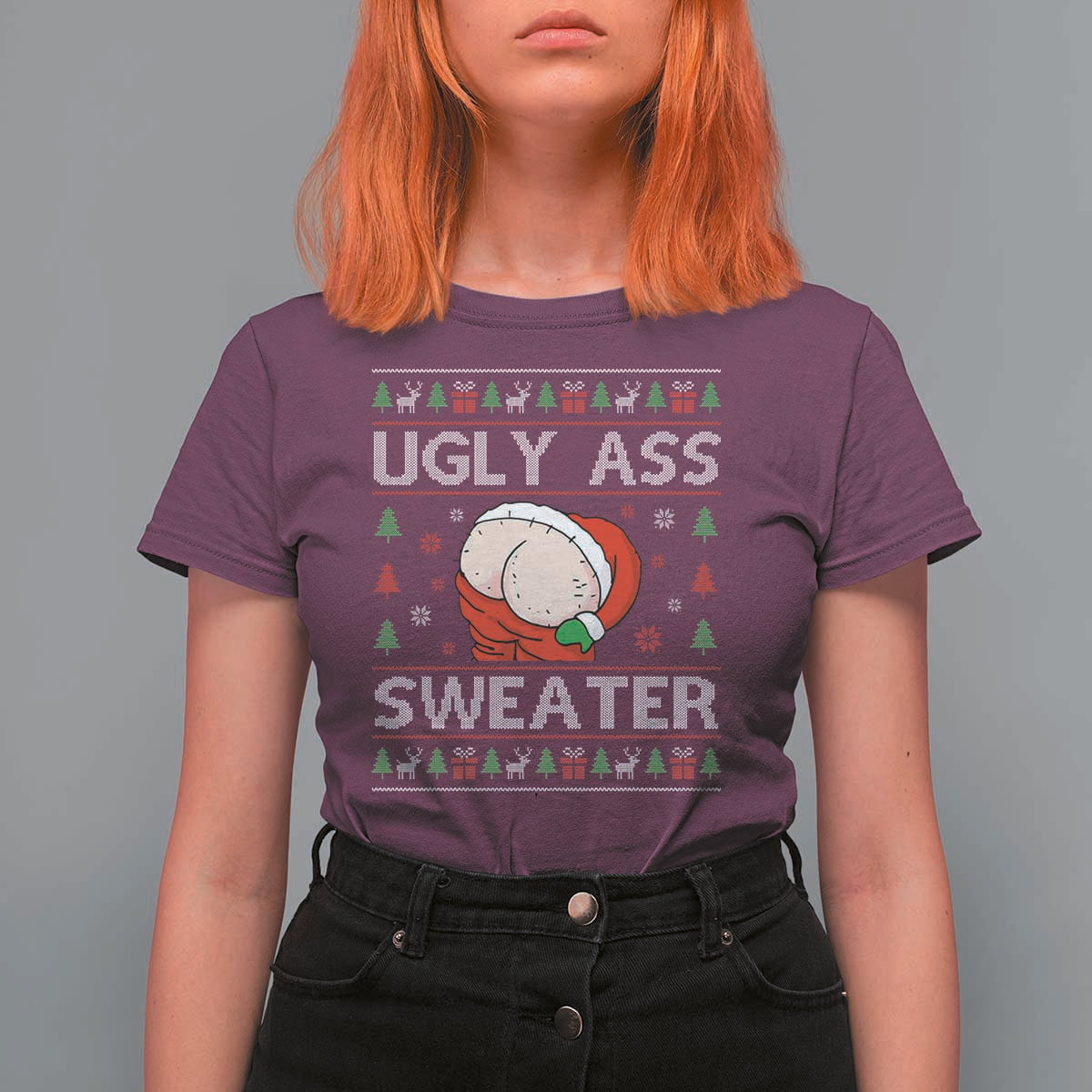 Funny Santa Christmas T Shirt For Women Ugly Ass XMas Elephant Gift for Him - Wonder Print Shop