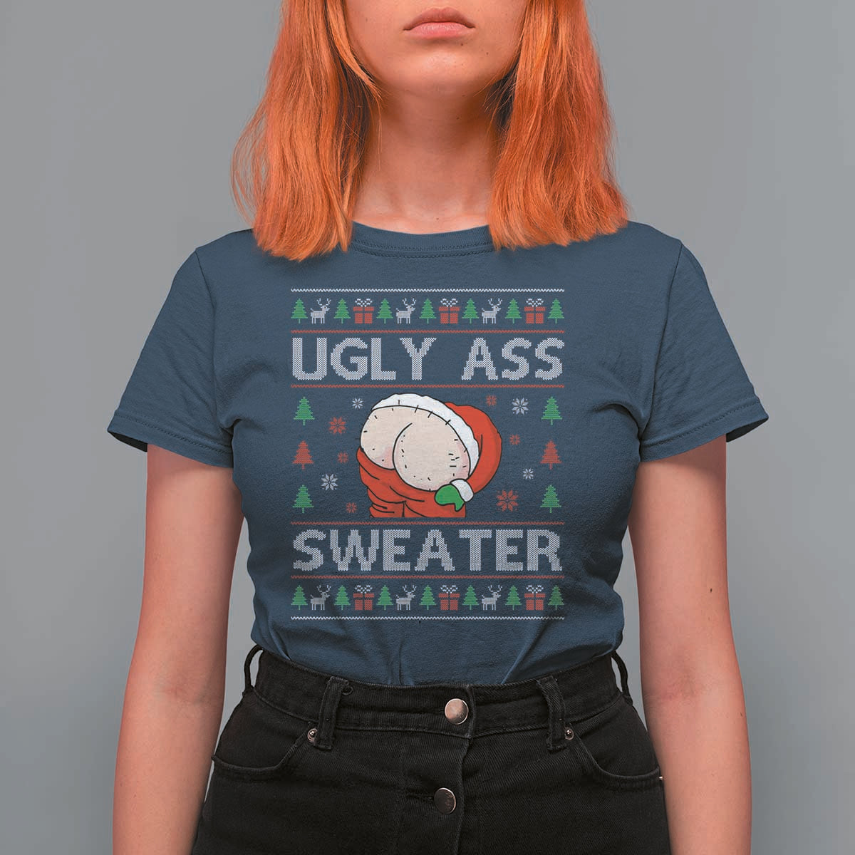 Funny Santa Christmas T Shirt For Women Ugly Ass XMas Elephant Gift for Him - Wonder Print Shop