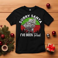 Raccoon Christmas T Shirt Sorry Santa I've Been Feral Retro Xmas Tree - Wonder Print Shop