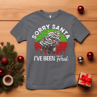 Raccoon Christmas T Shirt Sorry Santa I've Been Feral Retro Xmas Tree - Wonder Print Shop