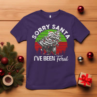 Raccoon Christmas T Shirt Sorry Santa I've Been Feral Retro Xmas Tree - Wonder Print Shop