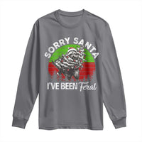 Raccoon Christmas Long Sleeve Shirt Sorry Santa I've Been Feral Retro Xmas Tree
