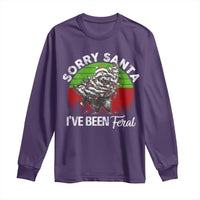 Raccoon Christmas Long Sleeve Shirt Sorry Santa I've Been Feral Retro Xmas Tree