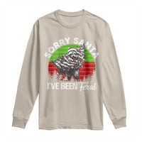 Raccoon Christmas Long Sleeve Shirt Sorry Santa I've Been Feral Retro Xmas Tree