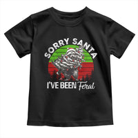 Raccoon Christmas Toddler T Shirt Sorry Santa I've Been Feral Retro Xmas Tree