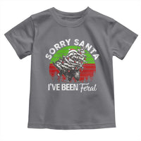Raccoon Christmas Toddler T Shirt Sorry Santa I've Been Feral Retro Xmas Tree