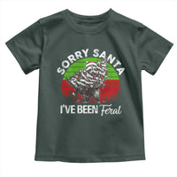 Raccoon Christmas Toddler T Shirt Sorry Santa I've Been Feral Retro Xmas Tree