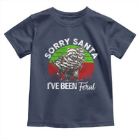 Raccoon Christmas Toddler T Shirt Sorry Santa I've Been Feral Retro Xmas Tree