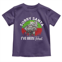 Raccoon Christmas Toddler T Shirt Sorry Santa I've Been Feral Retro Xmas Tree