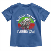 Raccoon Christmas Toddler T Shirt Sorry Santa I've Been Feral Retro Xmas Tree