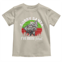 Raccoon Christmas Toddler T Shirt Sorry Santa I've Been Feral Retro Xmas Tree