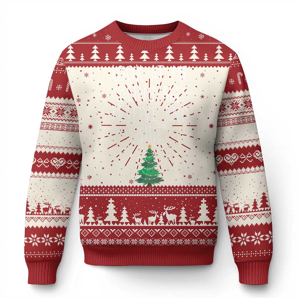 Funny Xmas Saying Ugly Christmas Sweater Look At Me Being All Festive - Wonder Print Shop