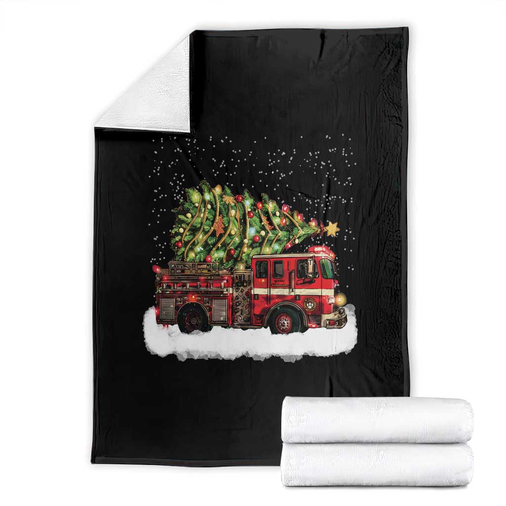 Fire Truck Christmas Throw Blanket Fireman Xmas Firefighter - Wonder Print Shop