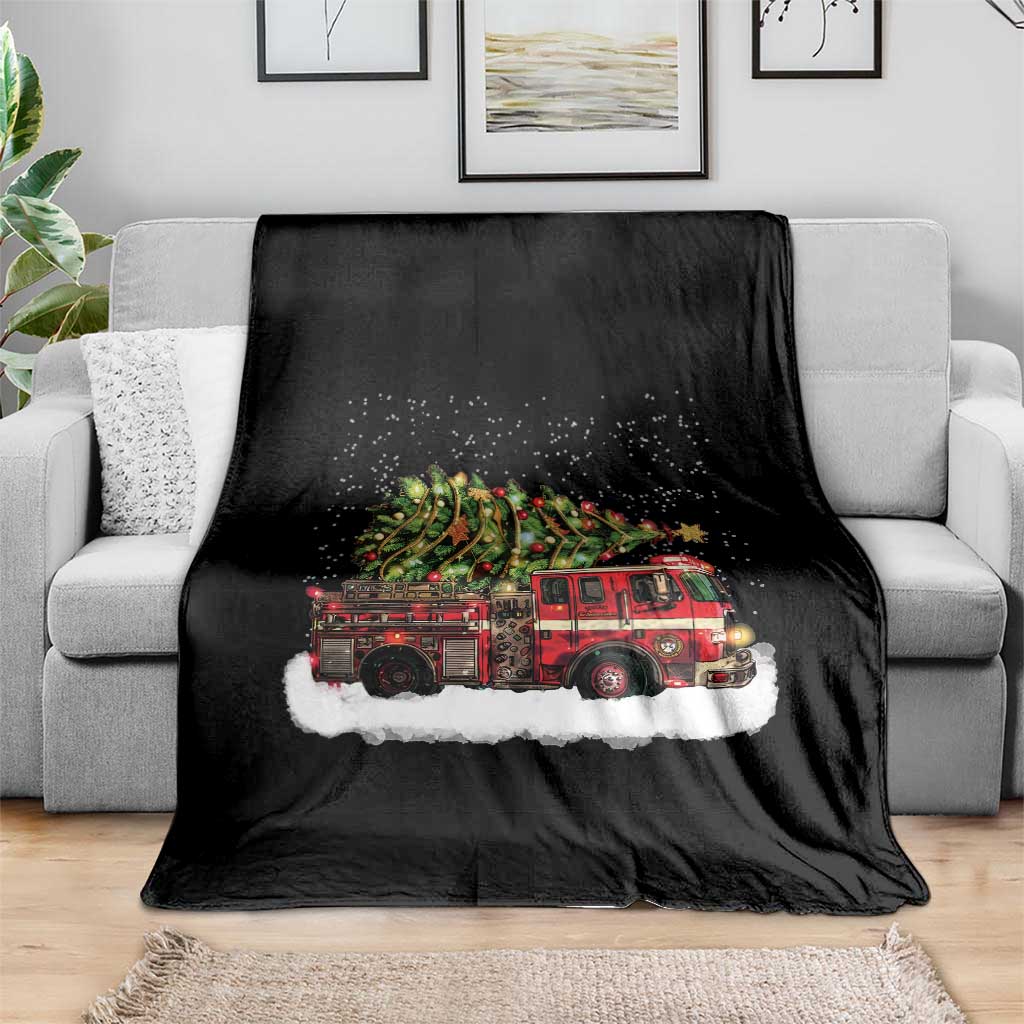 Fire Truck Christmas Throw Blanket Fireman Xmas Firefighter - Wonder Print Shop