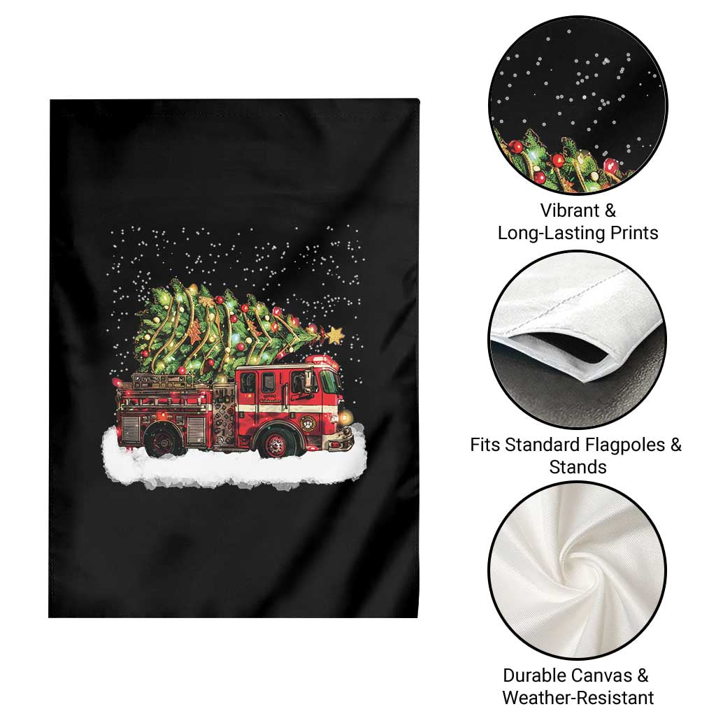 Fire Truck Christmas Garden Flag Fireman Xmas Firefighter - Wonder Print Shop