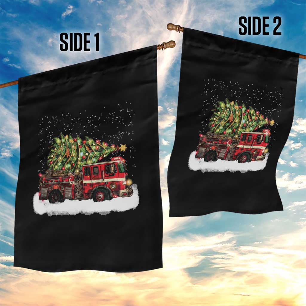 Fire Truck Christmas Garden Flag Fireman Xmas Firefighter - Wonder Print Shop