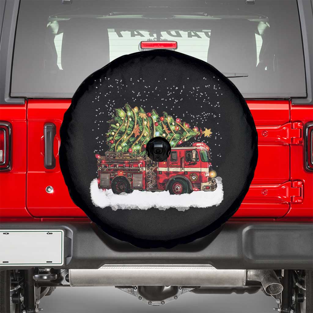 Fire Truck Christmas Spare Tire Cover Fireman Xmas Firefighter - Wonder Print Shop