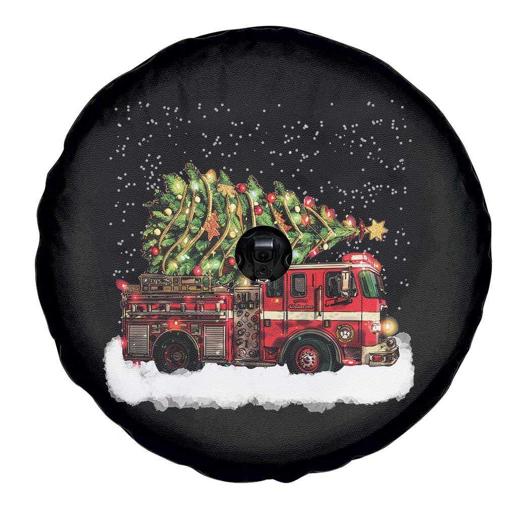Fire Truck Christmas Spare Tire Cover Fireman Xmas Firefighter - Wonder Print Shop