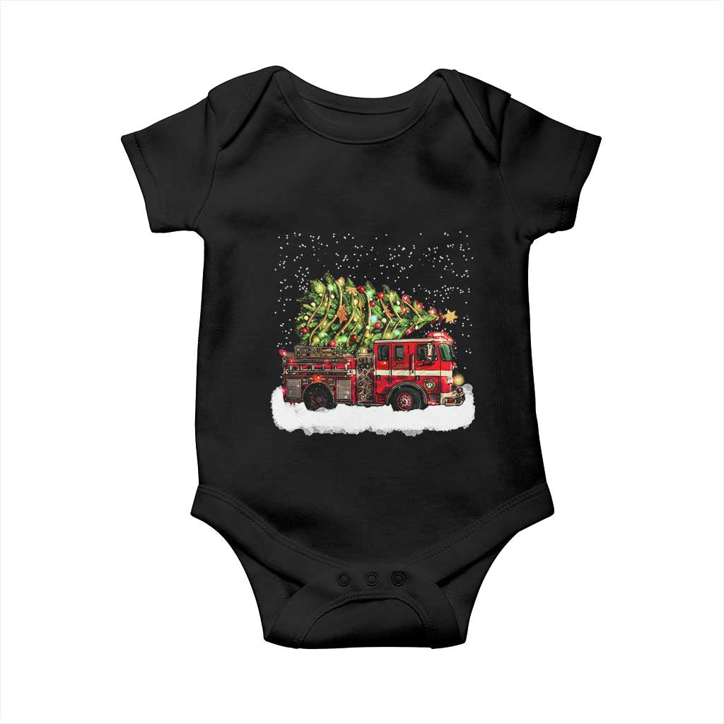 Fire Truck Christmas Baby Onesie Fireman Xmas Firefighter - Wonder Print Shop