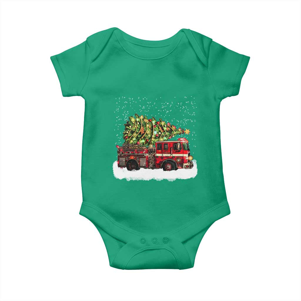 Fire Truck Christmas Baby Onesie Fireman Xmas Firefighter - Wonder Print Shop